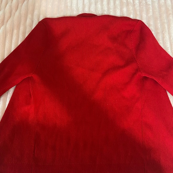 Red Ribbed knit zip up cardigan - Picture 5 of 6